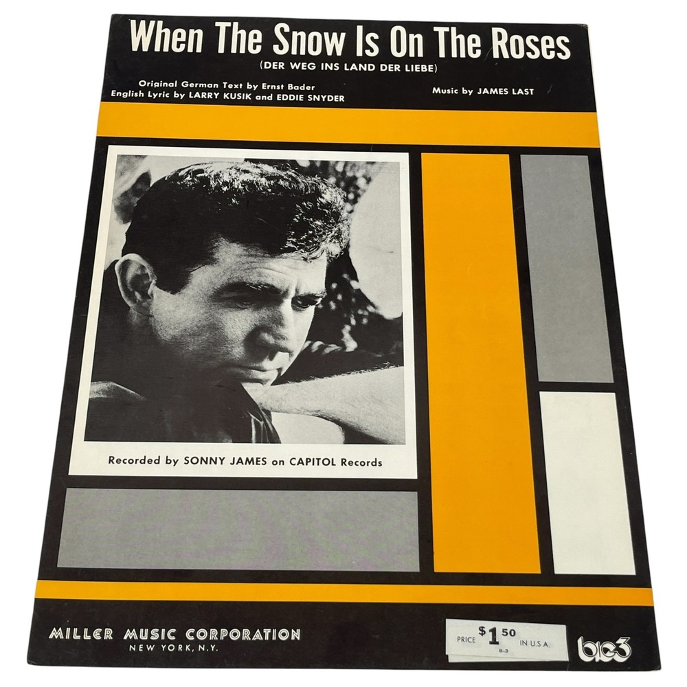 Sonny James When The Snow Is On The Roses Vintage 1967 Sheet Music James Last